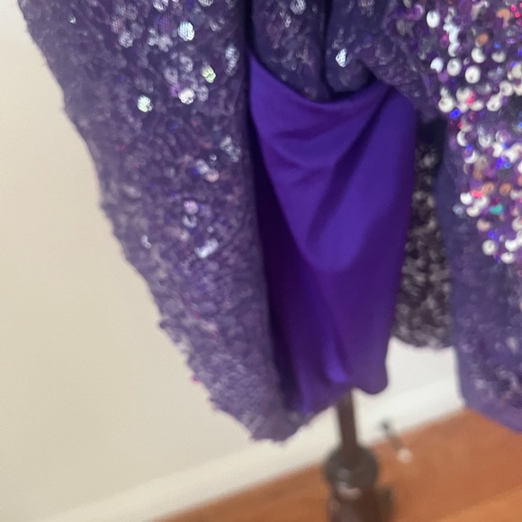 Purple sequin dance costume with built in shorts. - Picture 4 of 6